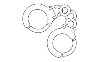 Animation of line sketch of iron handcuffs icon video