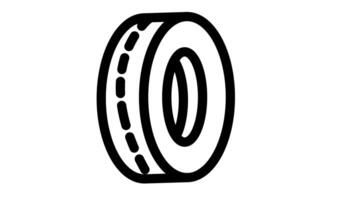 Animation of line sketch of car tire icon video