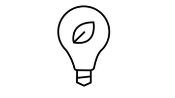 Animation of line sketch of bulb and leaf icon video