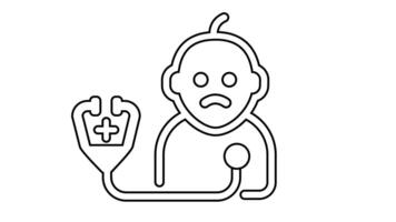 line icon of a toddler whose health is being checked video