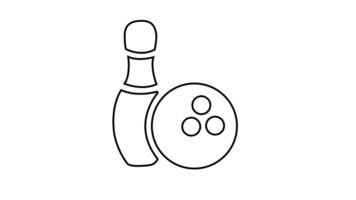 Animation of line sketch of bowling pin and ball icon video