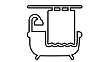 Animation of line sketch of bathtub icon video