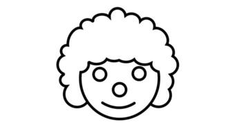 Animation of line sketch of clown head icon video