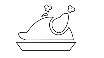 Animation of line sketch of grilled chicken icon video