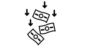 Animation of line sketch of money rain icon video