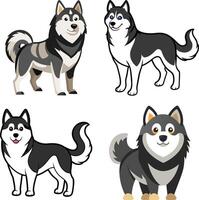 Graphics of Alaskan Malamute set vector