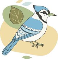 Modern Blue Jay Art in color blobs vector