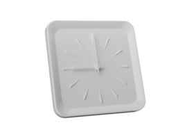 3d Simple White Square Wall Clock, 9 O' Clock Nine O' Clock, 3d illustration png