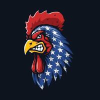 Chicken rooster with usa flag illustration vector