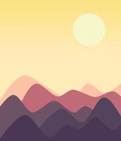 Sunset in the mountains. Landscape background. Gradient sky. vector