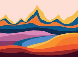 Abstract landscape with mountains and river. vector