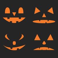 Set of Halloween scary faces icons. Dark background. vector