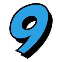 9 number 3d style colorful modern typography vector