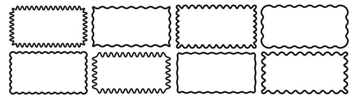 Cloudy wave curve edge frame set black color vector