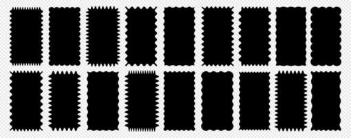 Cloudy wave curve edge borders set black color vector