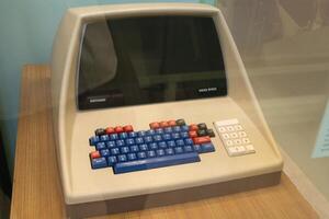 The first old computer MERAMAT MERA 9150. Date of creation1988. Retro device. Poland, Warsaw - July 28, 2023 photo