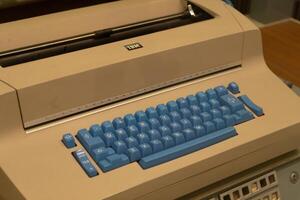 Old IBM computer. Retro Engineering. First prototype. Poland, Warsaw - July 28, 2023. photo