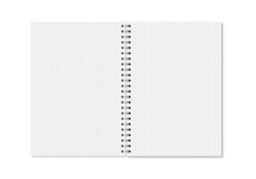 realistic opened horizontal cell lined notebook. vector