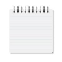 White realistic a6 notebook opened with shadows vector