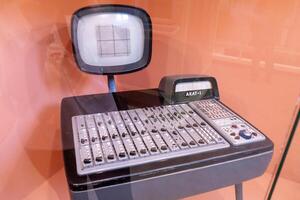 The first old computer AKAT-1 is a Polish transistor analog computer manufactured in 1959. Poland, Warsaw - July 28, 2023 photo