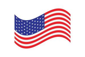 Illustration of the USA flag in a dynamic wave shape, representing liberty and American identity vector
