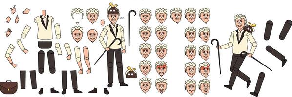 Oldman Full custom body puppet animation with slime vector