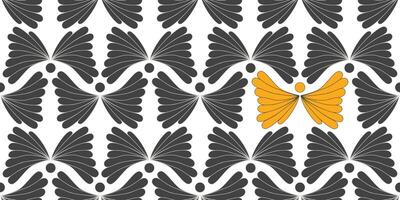 Black abstract butterflies on a white background form a seamless pattern. vector