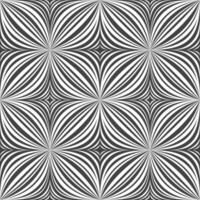 Arced lines form a petal in a square creating a seamless meditative black and white pattern. vector