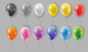 a set of colored balloons on a gray background vector