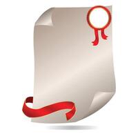 blank certificate or poster template with red ribbon mockup vector