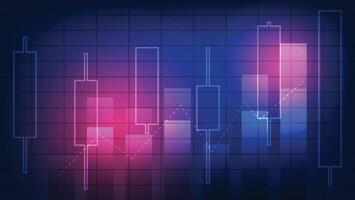 candlesticks chart and bar graph on blue background. finance and business concept vector