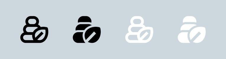 Meditation icon set in black and white. Relaxation signs illustration. vector