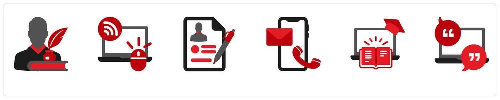 Six Business Red and Black Icons as about author, rss vector