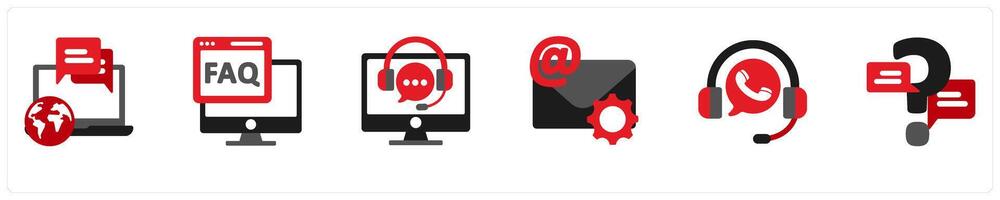 A set of 6 business icons as forum, faq, support vector