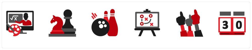 A set of 6 sports icons as after school program, board games, sport vector