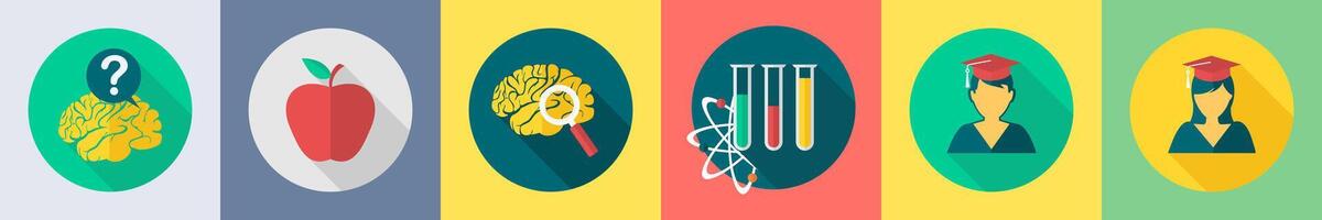 A set of 6 Education icons as query, apple, innovation vector