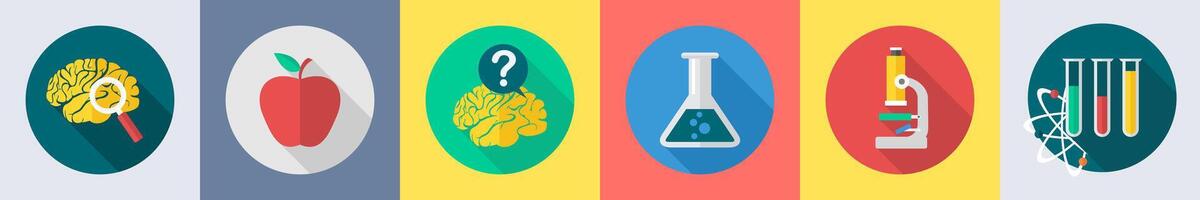 A set of 6 Education icons as innovation, apple, query vector