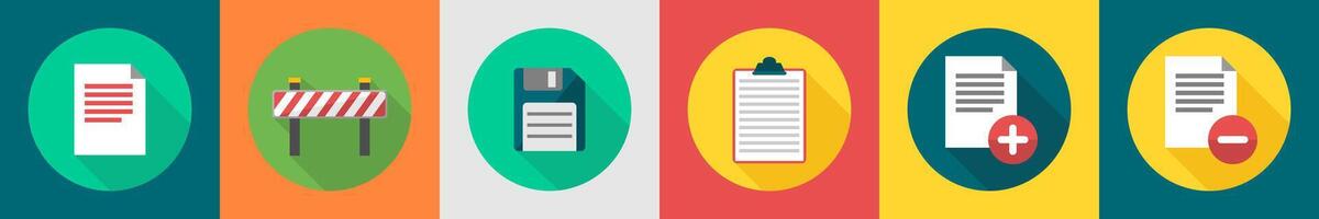 A set of 6 User interface icons as contract, barrier gate, memory card vector
