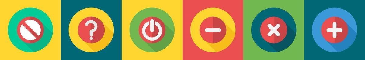 A set of 6 User interface icons as prohibited, question, power vector