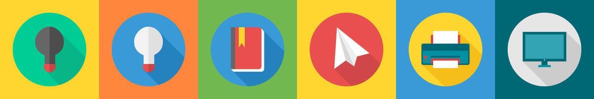 A set of 6 User interface icons as idea, bookmark, paper plane vector