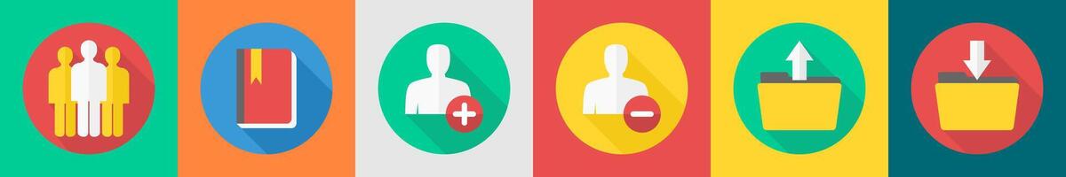 A set of 6 User interface icons as employees, bookmark, add user vector
