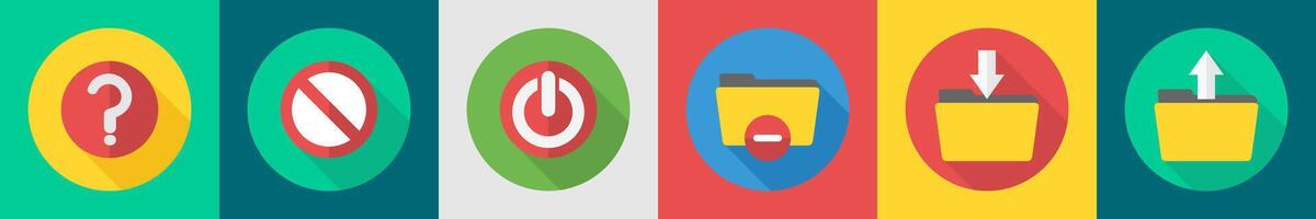 A set of 6 User interface icons as question, prohibited, power vector