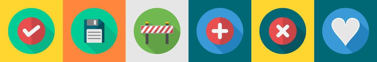 A set of 6 User interface icons as right, memory card, barrier gate vector