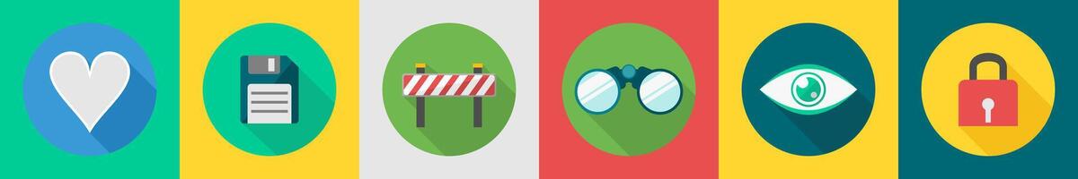 A set of 6 User interface icons as favorite, memory card, barrier gate vector