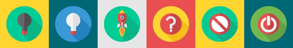 A set of 6 User interface icons as idea, start up, question vector