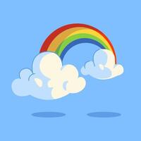 a rainbow on a blue background with clouds vector