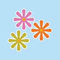 abstract flower sticker summer design template vector