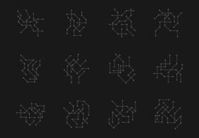 Abstract Connection Dots and Lines. Set of Geometric Technology Lines Element Decoration vector