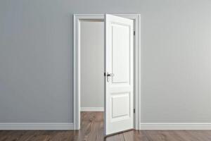 Open door emitting light possibilities growth achievements concept motivation learning skills knowledge heaven doors exit abstract simple background new ways entering leaving space photo