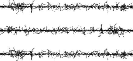 a black and white image of a line of ink, barbed wire fabric frame, a series of black and white lines with branches, barbed wire seamless pattern, vector
